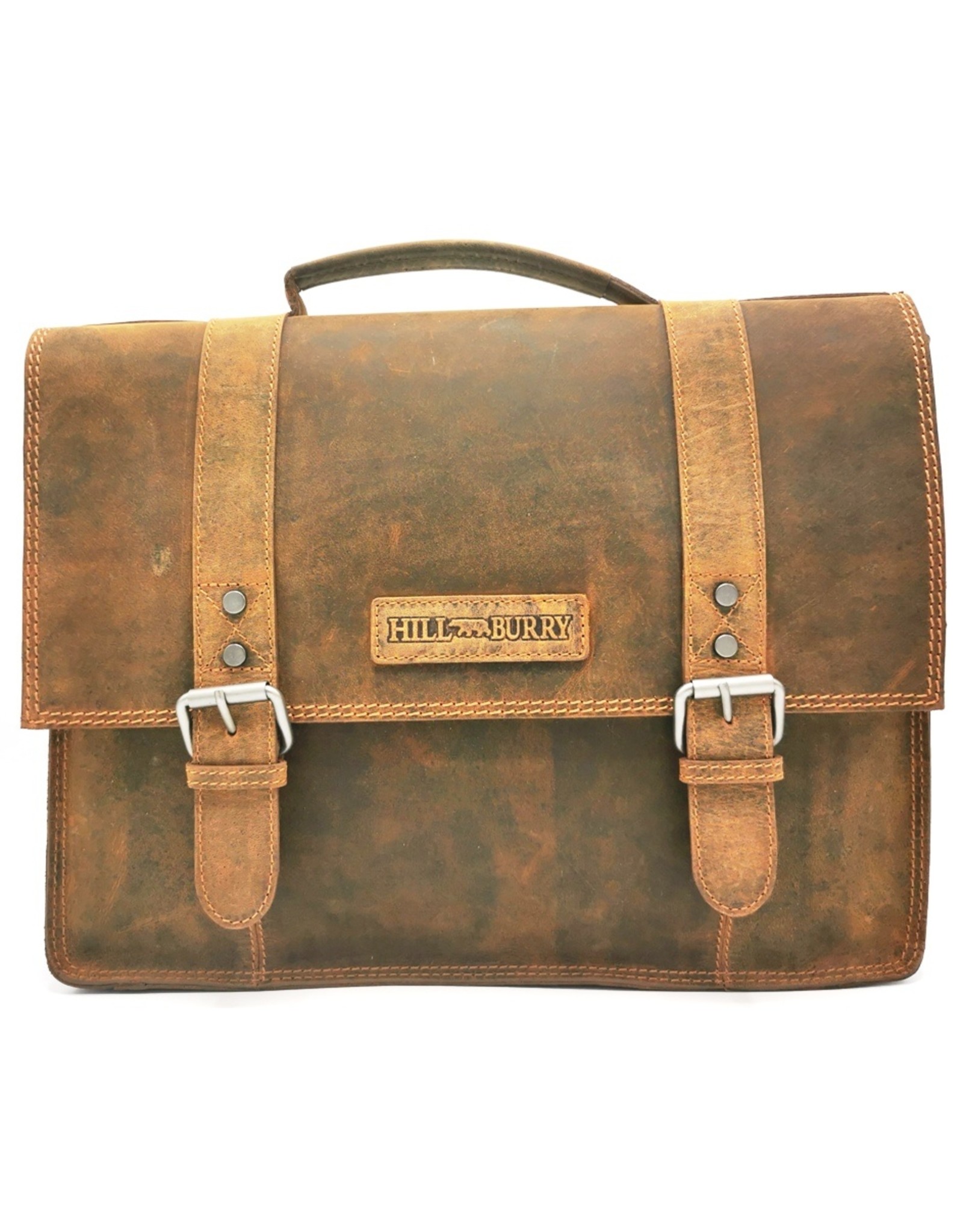 HillBurry Leren werktassen en Leren laptoptassen - HillBurry Leren Vintage Schooltas XL (Tan)