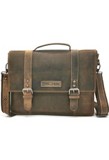 HillBurry Leren werktassen en Leren laptoptassen - HillBurry Leren Vintage Schooltas XL (Bruin)