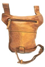 HillBurry Leather Festival bags, waist bags and belt bags - HillBurry leather belt bag - leg bag washed leather cognac