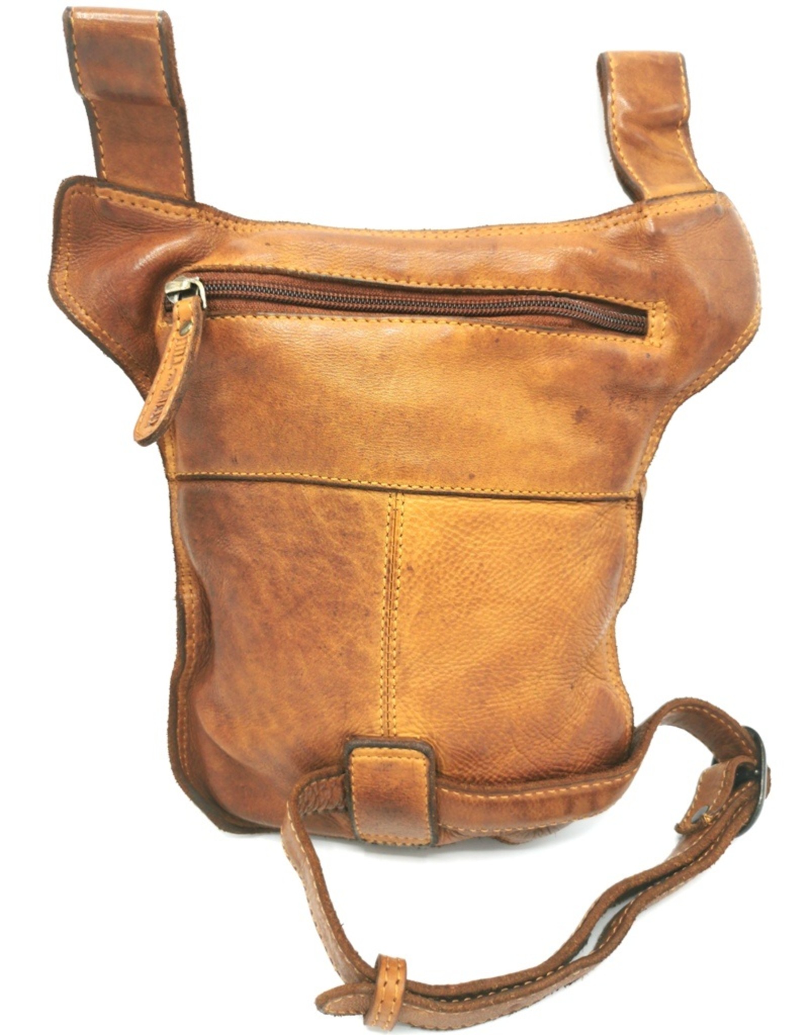 HillBurry Leather Festival bags, waist bags and belt bags - HillBurry leather belt bag - leg bag washed leather cognac