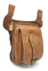 HillBurry Leather Festival bags, waist bags and belt bags - HillBurry leather belt bag - leg bag washed leather cognac