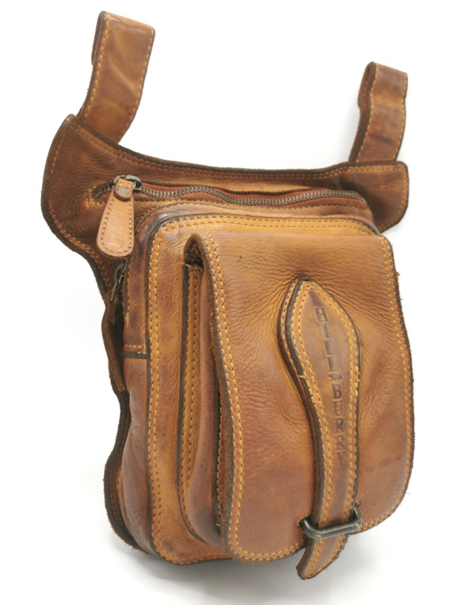 HillBurry Leather Festival bags, waist bags and belt bags - HillBurry leather belt bag - leg bag washed leather cognac