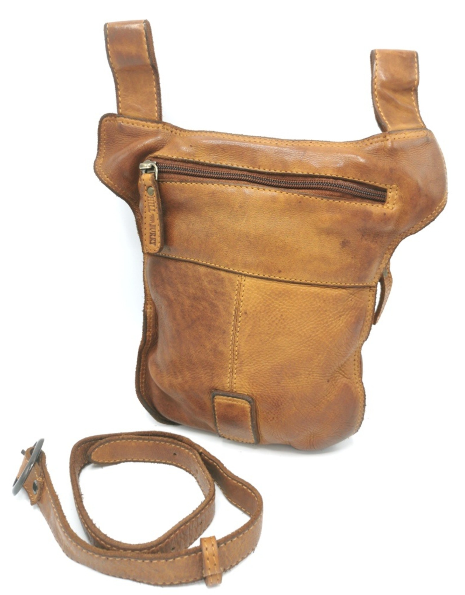 HillBurry Leather Festival bags, waist bags and belt bags - HillBurry leather belt bag - leg bag washed leather cognac