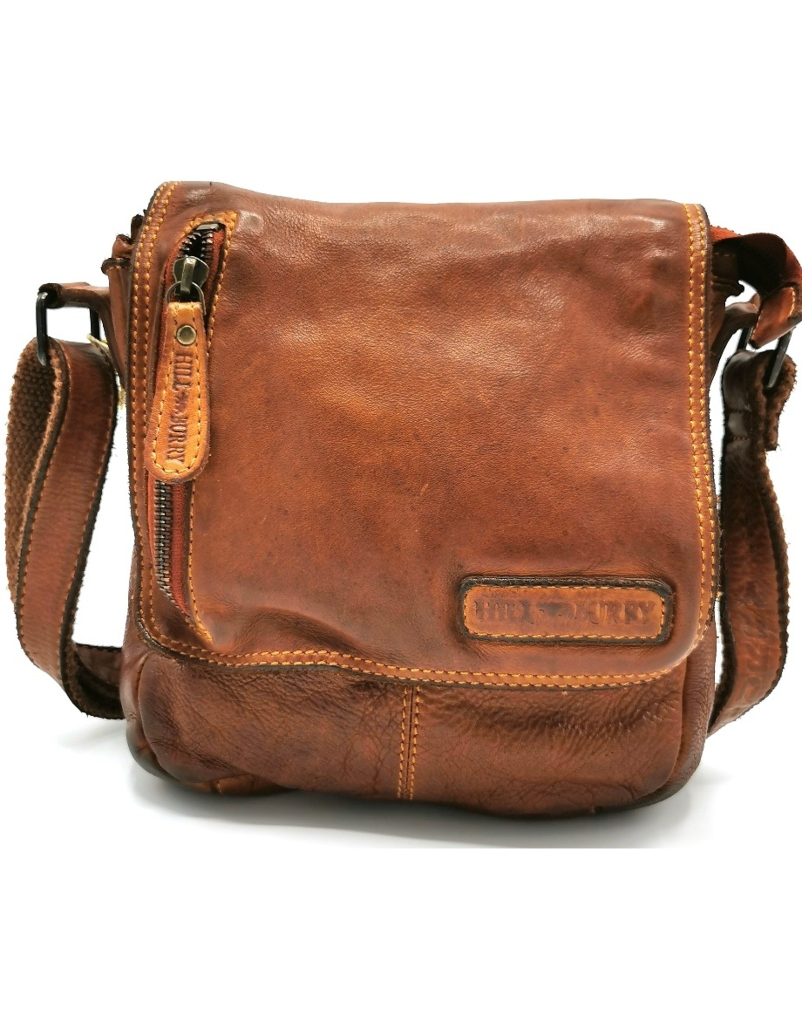 HillBurry Leather bags - HillBurry Shoulder bag Washed Leather Cognac