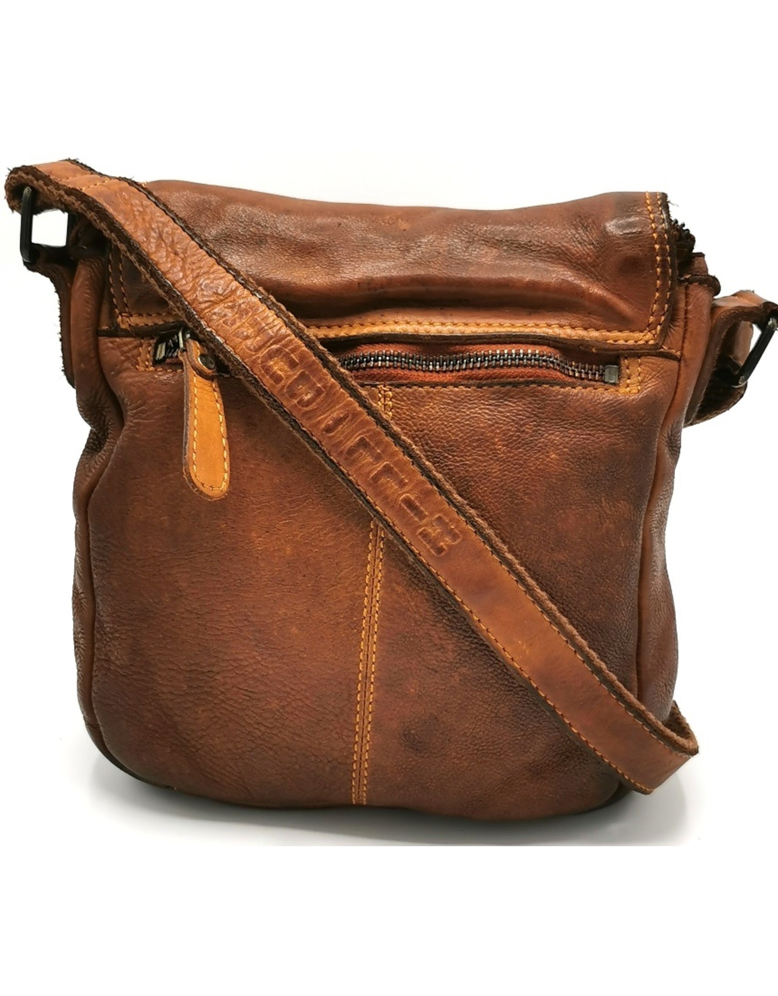 HillBurry Leather bags - HillBurry Shoulder bag Washed Leather Cognac