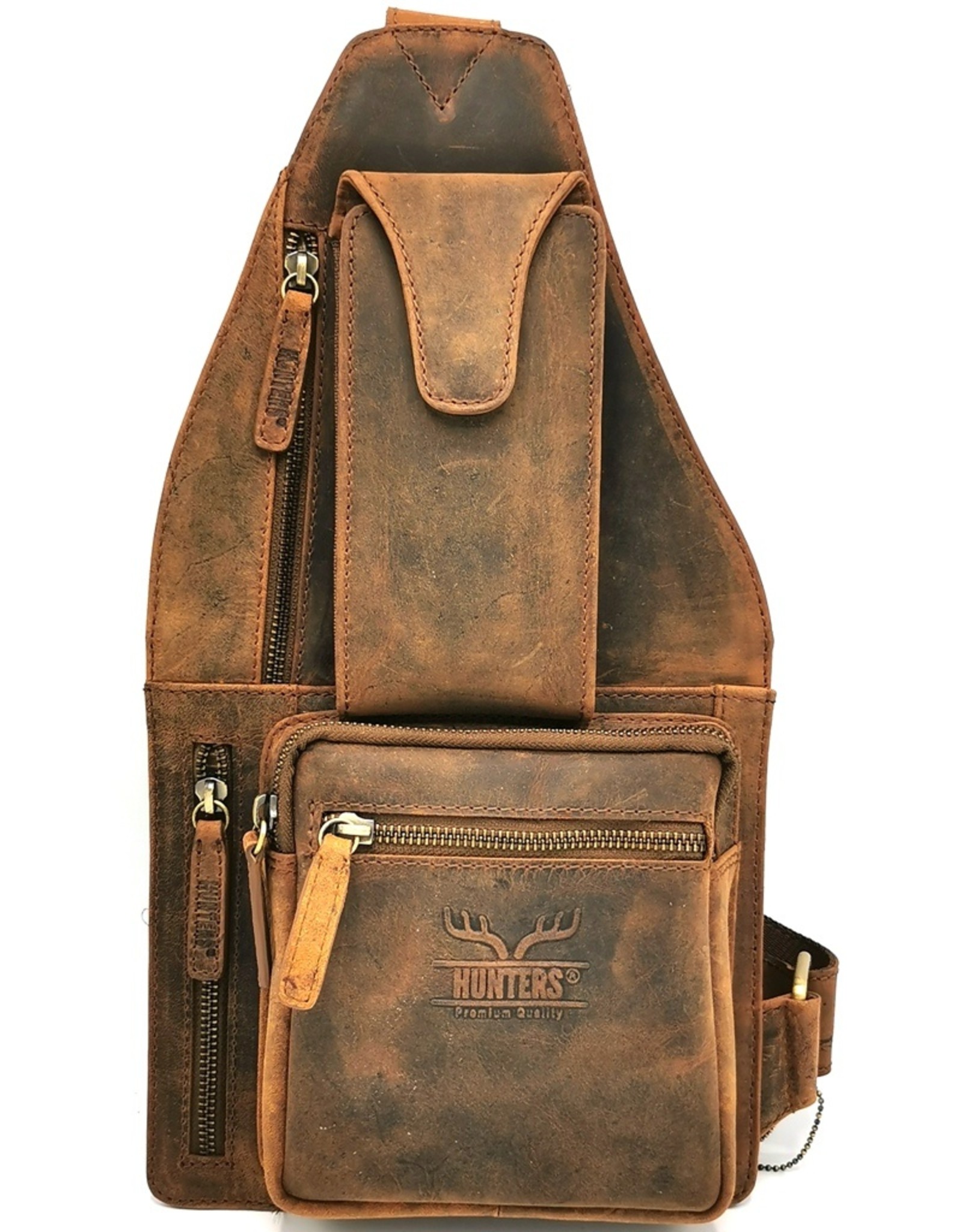 Hunters Leren Schoudertassen Leren crossbody tassen - Hunters Crossbody Holster tas Buffelleer