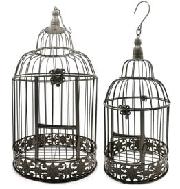 Trukado Metalen Vogelkooi Vintage Look (rond) - Set van 2