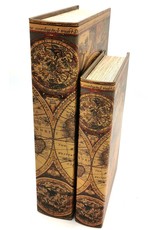 Trukado Giftware & Lifestyle - Opbergdoos Boek Wereld Atlas - Set van 2