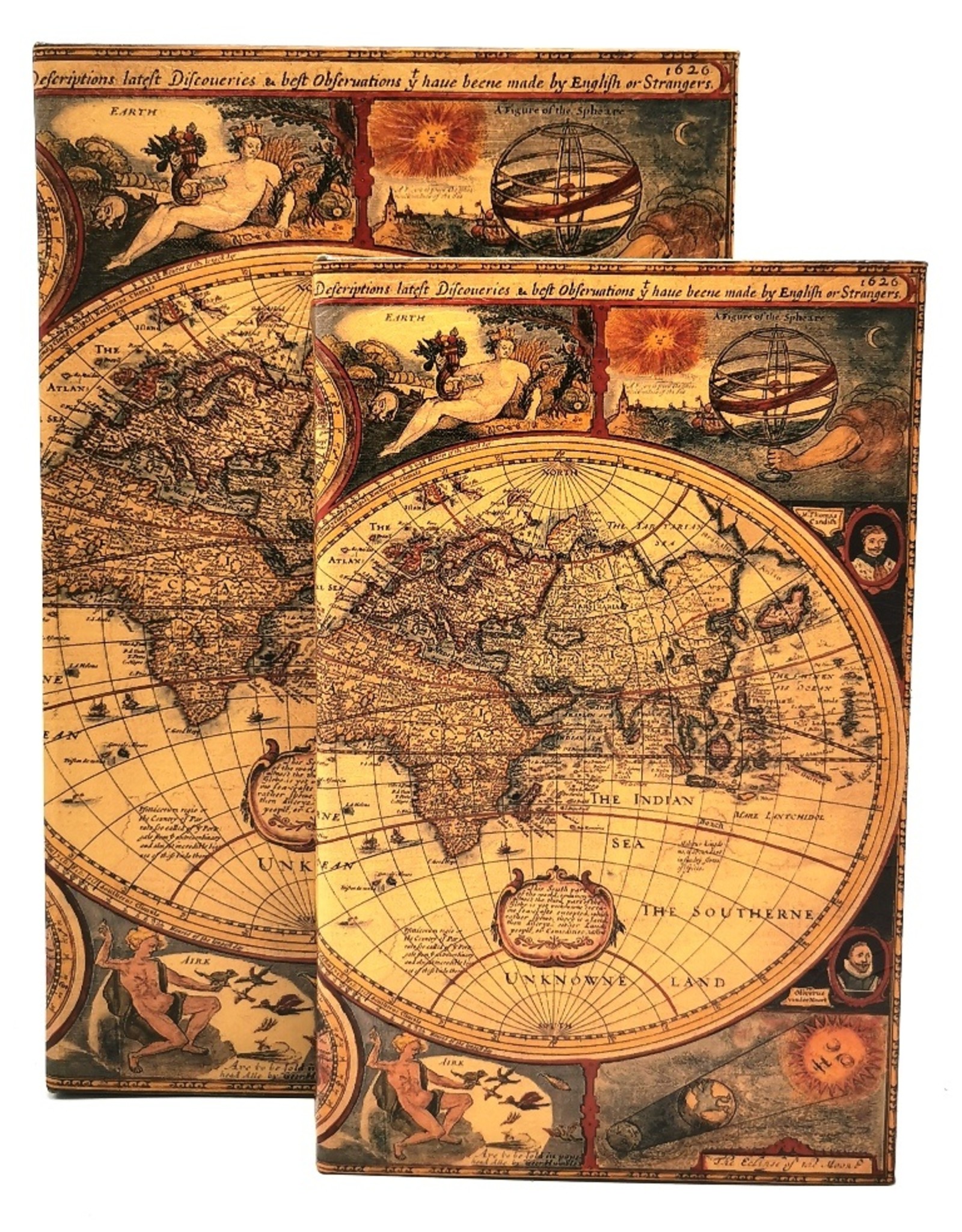 Trukado Giftware & Lifestyle - Opbergdoos Boek Wereld Atlas - Set van 2