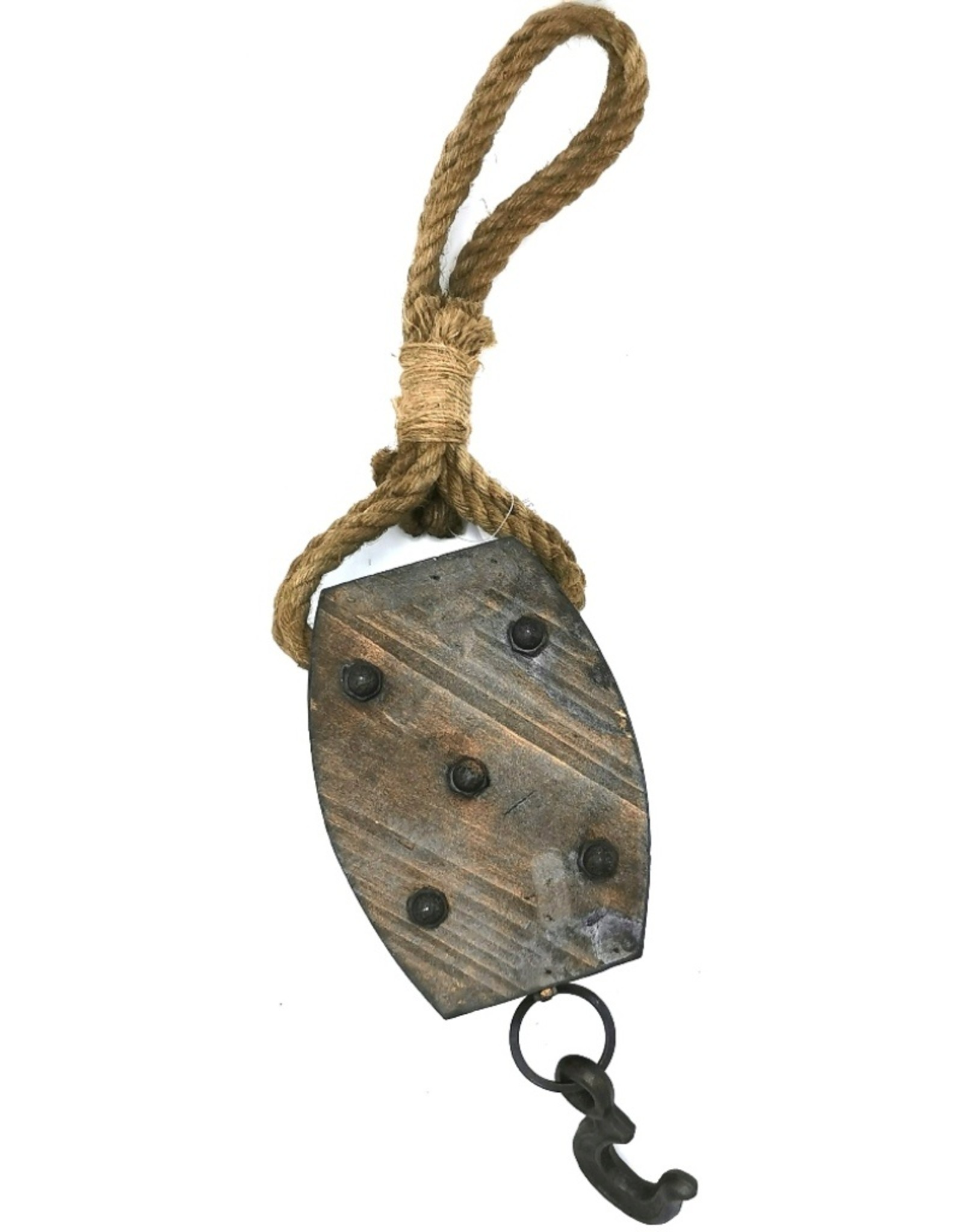 Trukado Miscellaneous - Wooden Pulley Block with Iron Screws and Hook