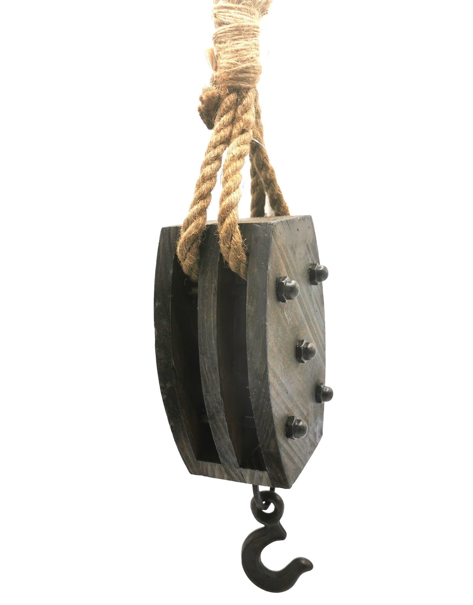 Trukado Miscellaneous - Wooden Pulley Block with Iron Screws and Hook