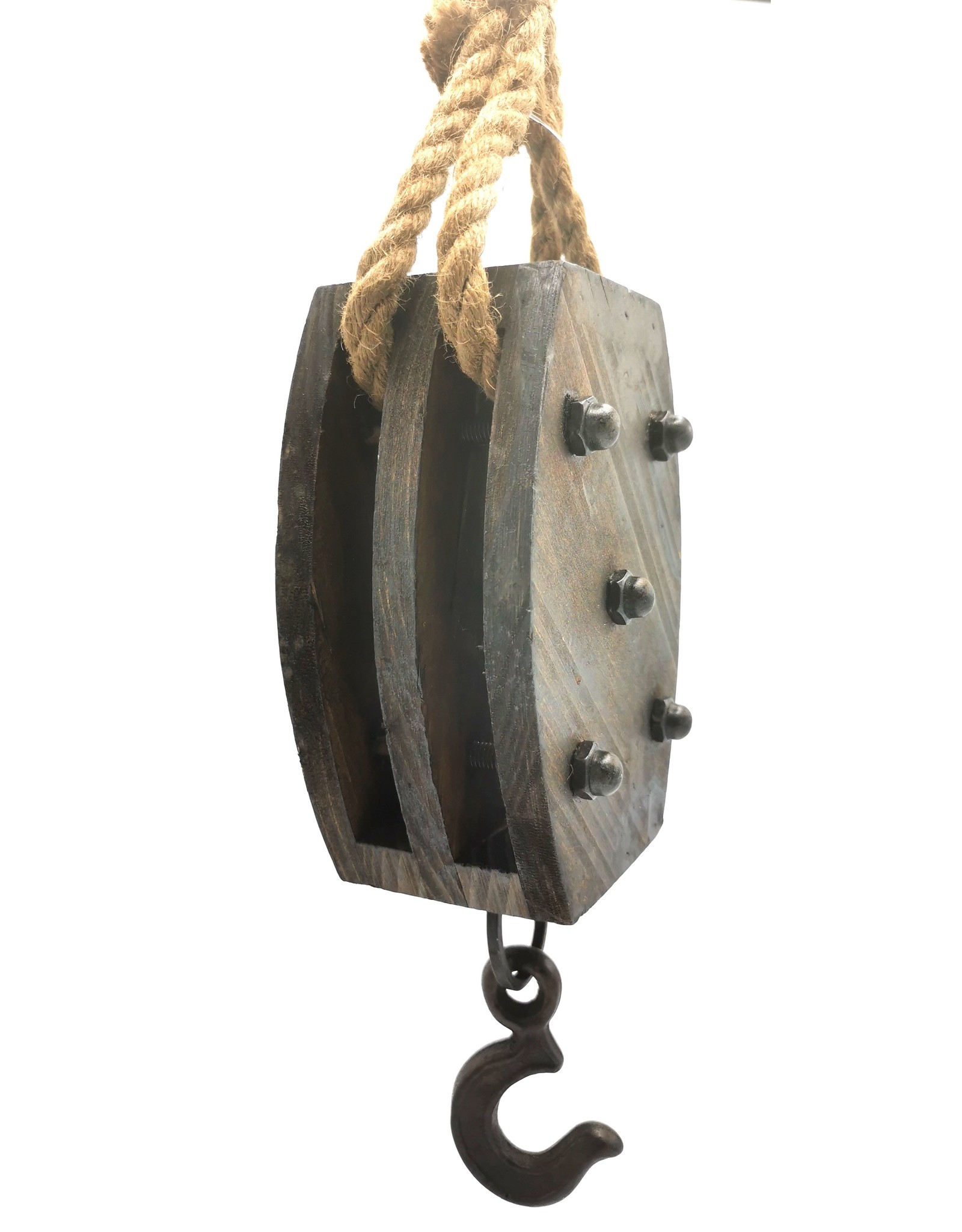 Trukado Miscellaneous - Wooden Pulley Block with Iron Screws and Hook