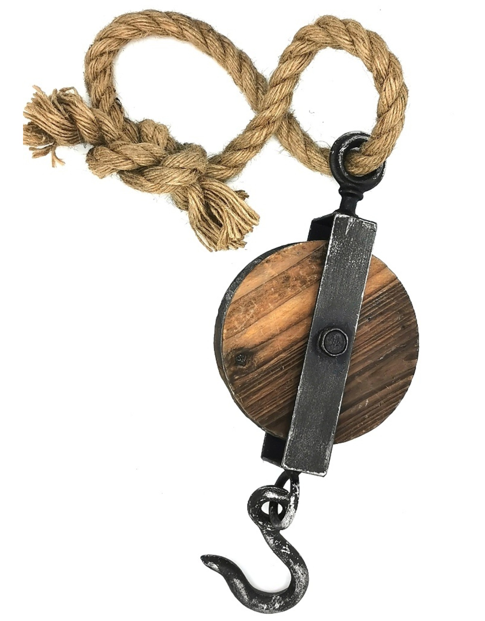 Trukado Miscellaneous - Round Wooden Pulley with Iron Hook