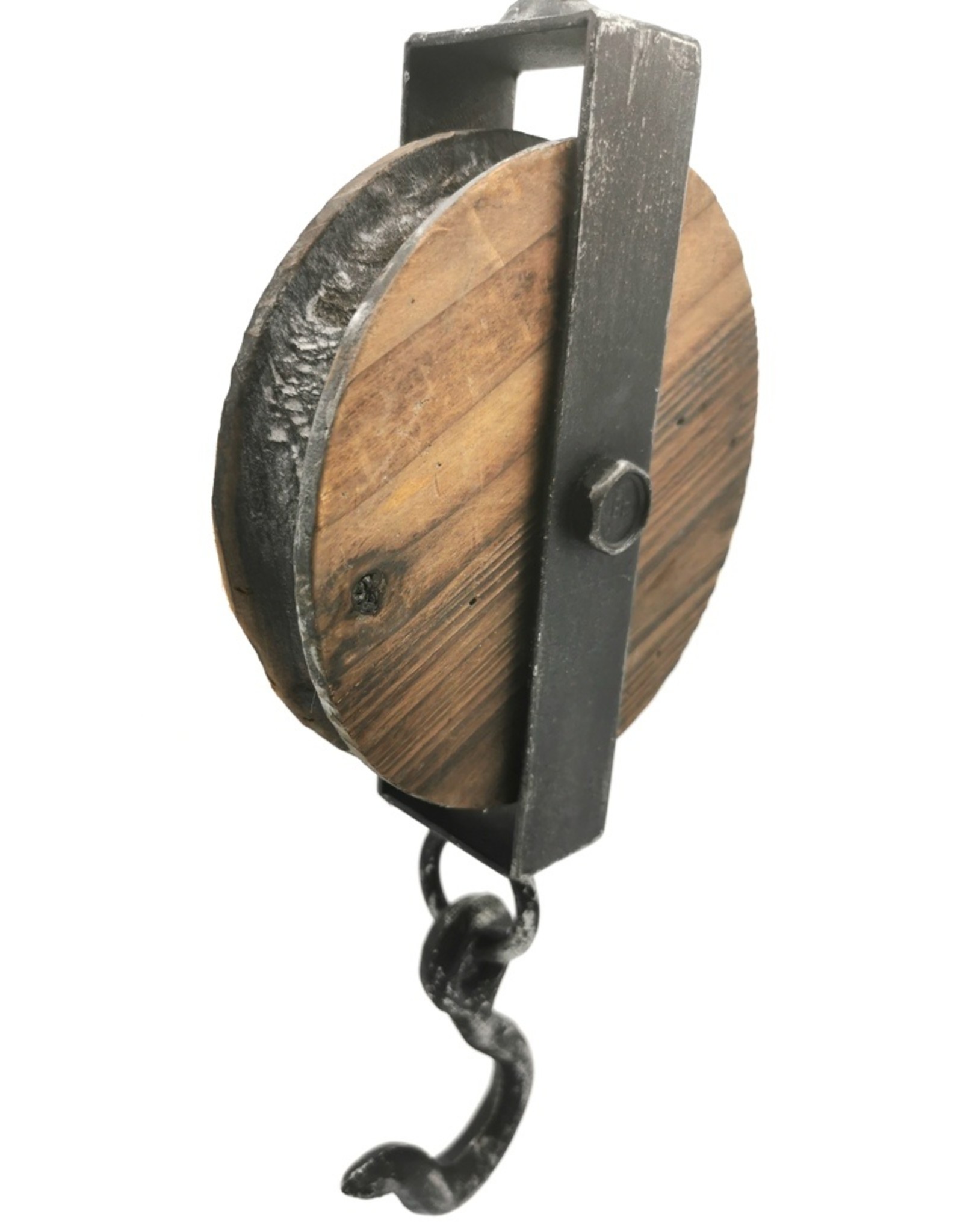 Trukado Miscellaneous - Round Wooden Pulley with Iron Hook