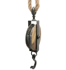 Trukado Round Wooden Pulley with Iron Hook