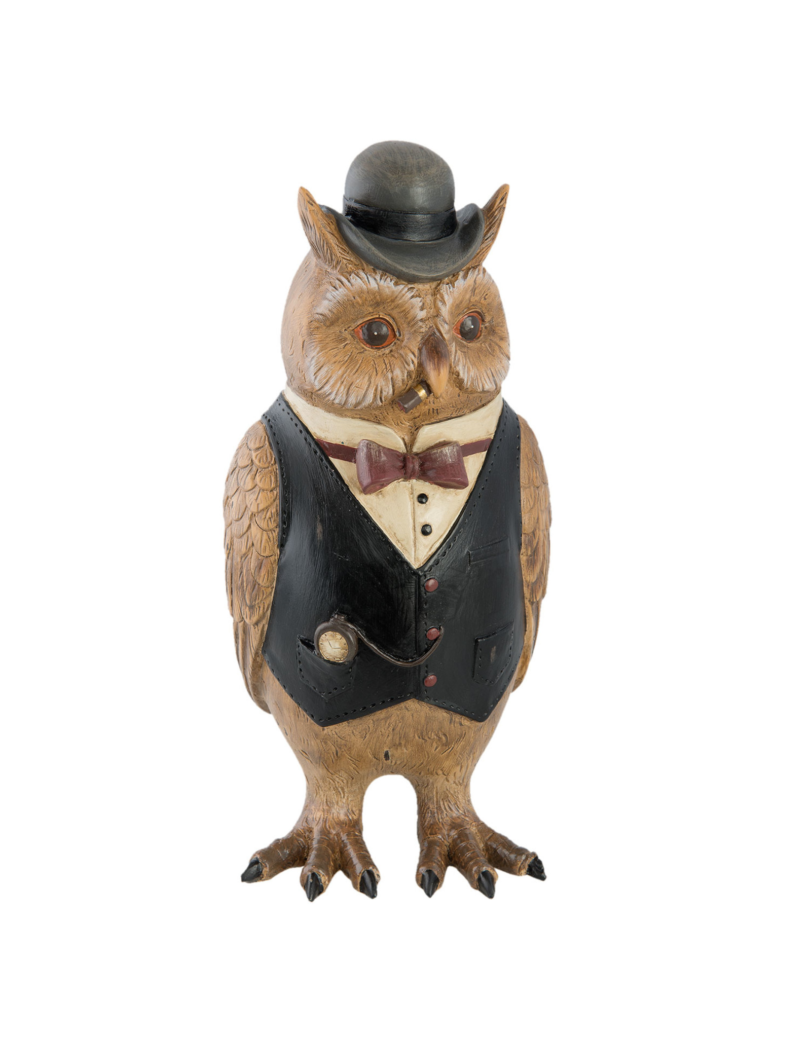 Trukado Giftware Figurines Collectables - Owl with Cigar and Bowler Hat figurine 24cm