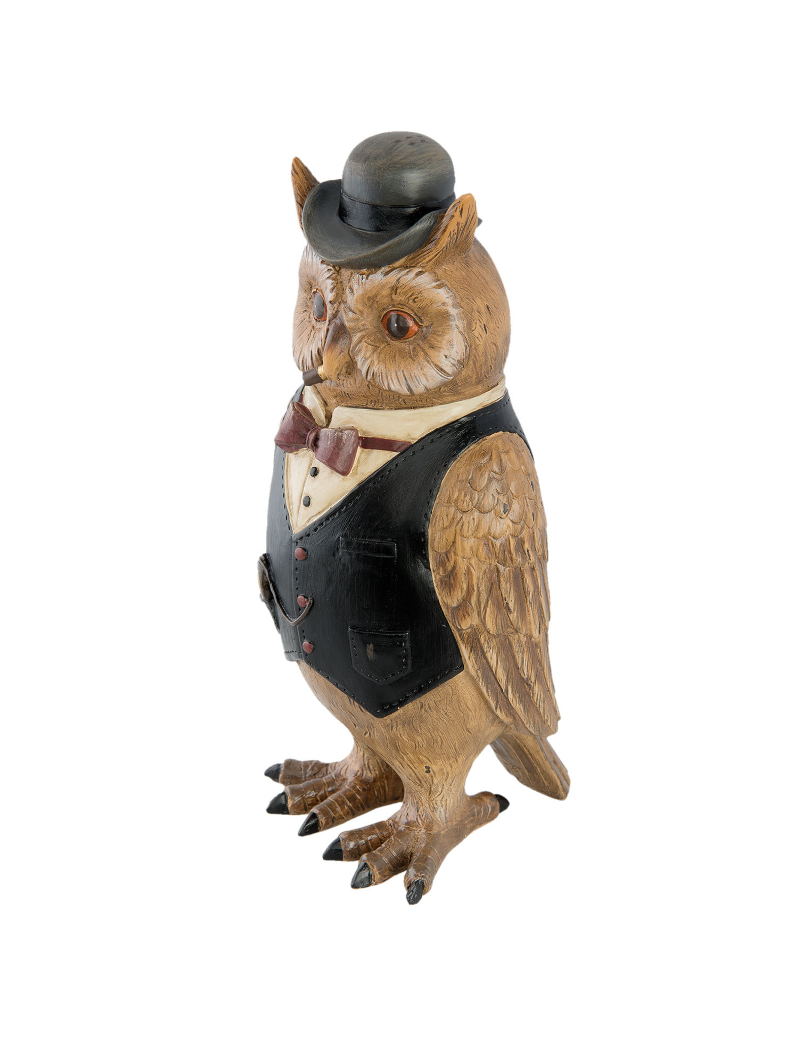 Trukado Giftware Figurines Collectables - Owl with Cigar and Bowler Hat figurine 24cm