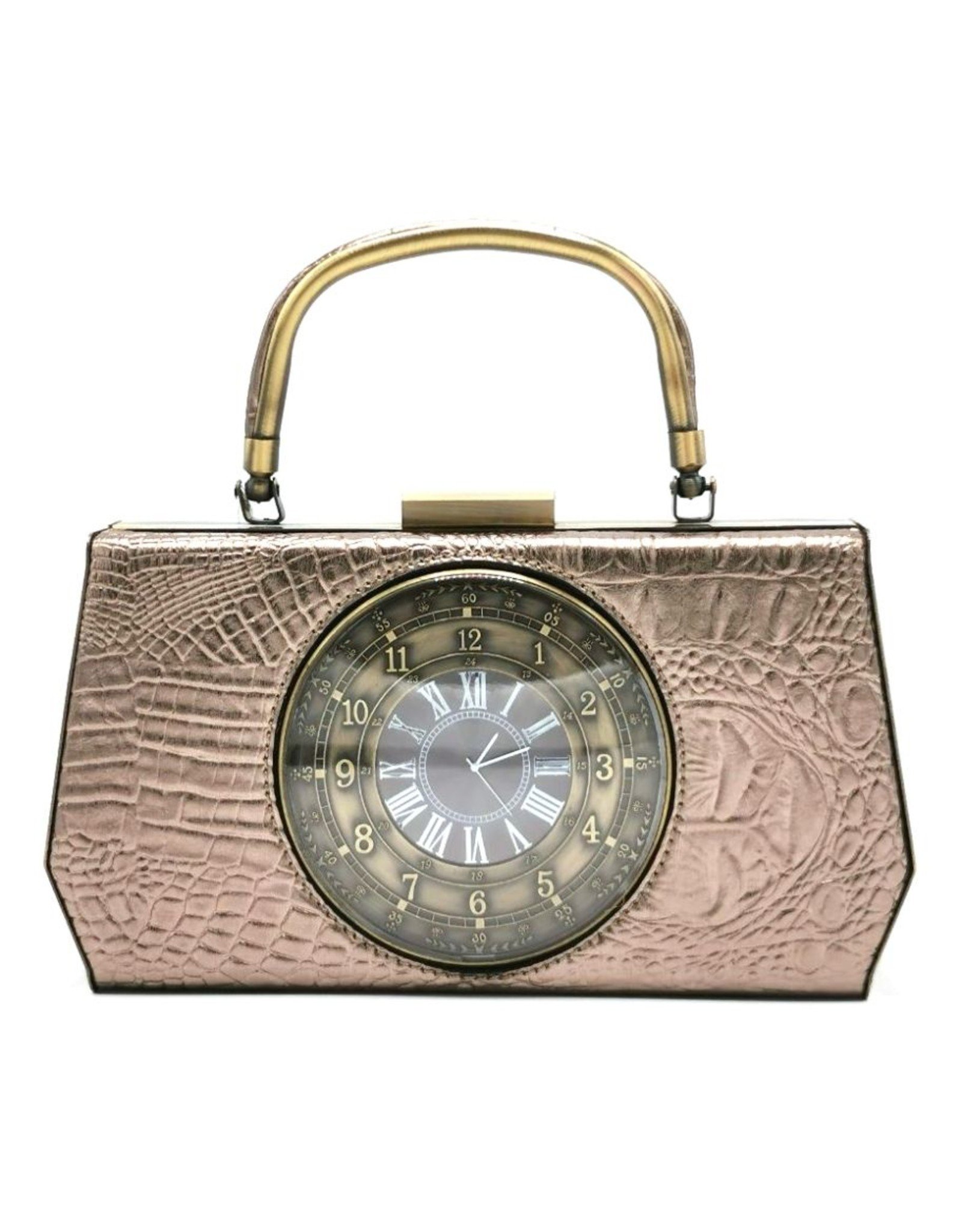 Magic Bags Retro tassen Vintage tassen - Handtas met Echte Klok vintage style grijs