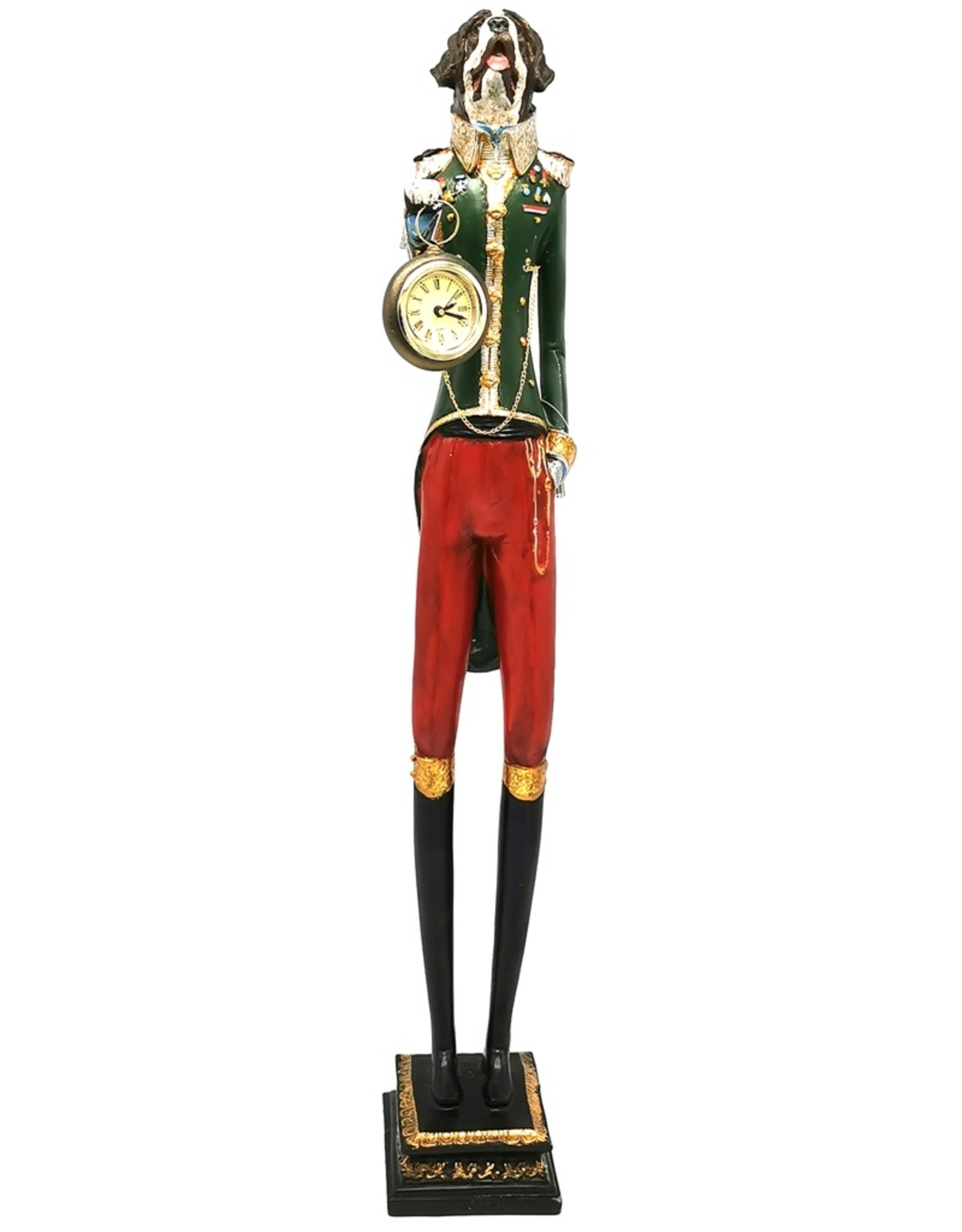 Trukado Giftware Beelden Collectables - Sint-Bernard hond in Uniform met echte klok 63cm