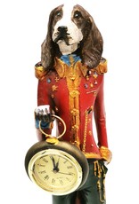 Trukado Giftware Figurines Collectables - Spaniel Dog Officer with real clock - statue 43cm