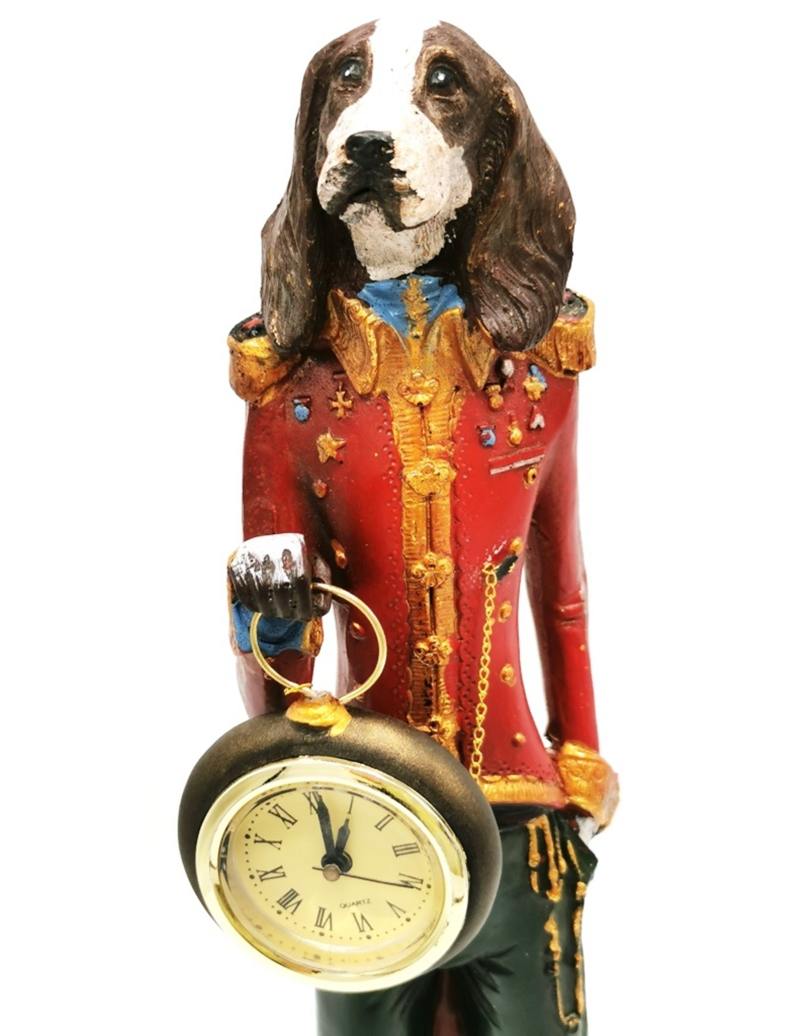Trukado Giftware Figurines Collectables - Spaniel Dog Officer with real clock - statue 43cm