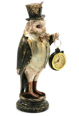 Trukado Giftware Figurines Collectables - Owl with High Hat and Real Clock 29,5cm