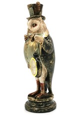 Trukado Giftware Figurines Collectables - Owl with High Hat and Real Clock 29,5cm