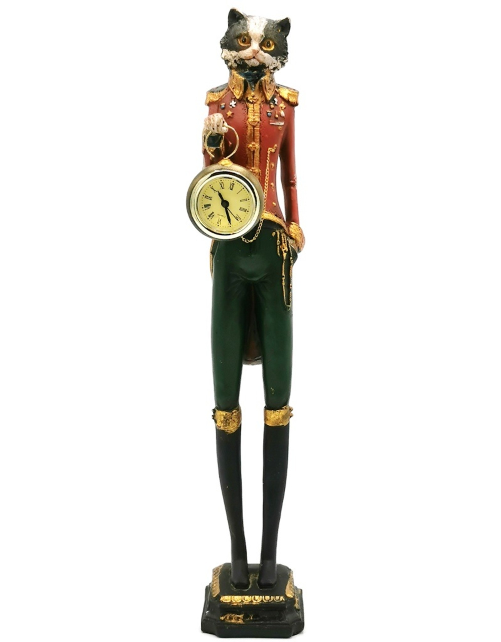 Trukado Giftware Beelden Collectables - Kat in Uniform met echte klok - beeld 43cm