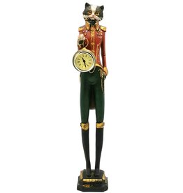 Trukado Cat wears Uniform with real clock - statue 43cm