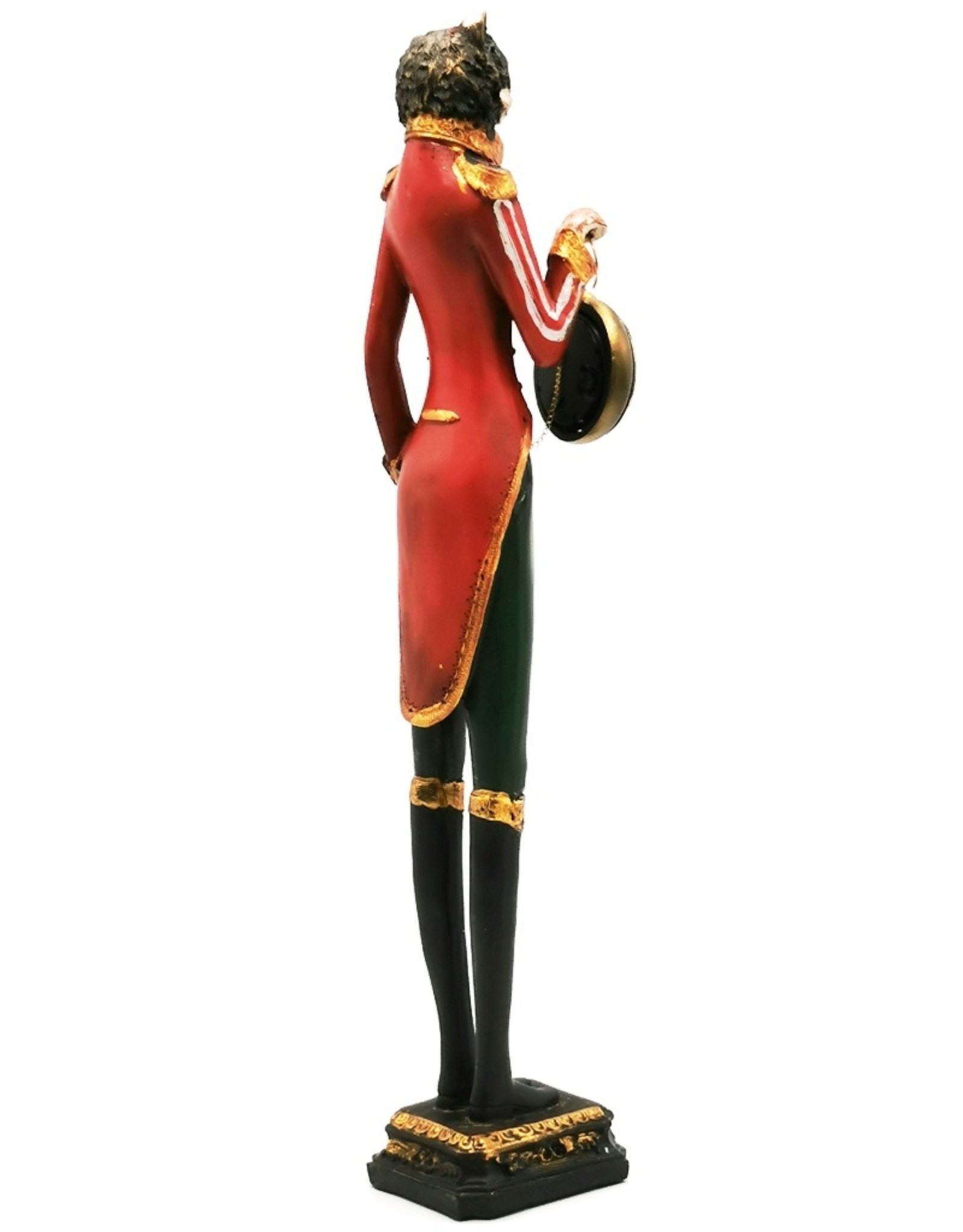 Trukado Giftware Beelden Collectables - Kat in Uniform met echte klok - beeld 43cm