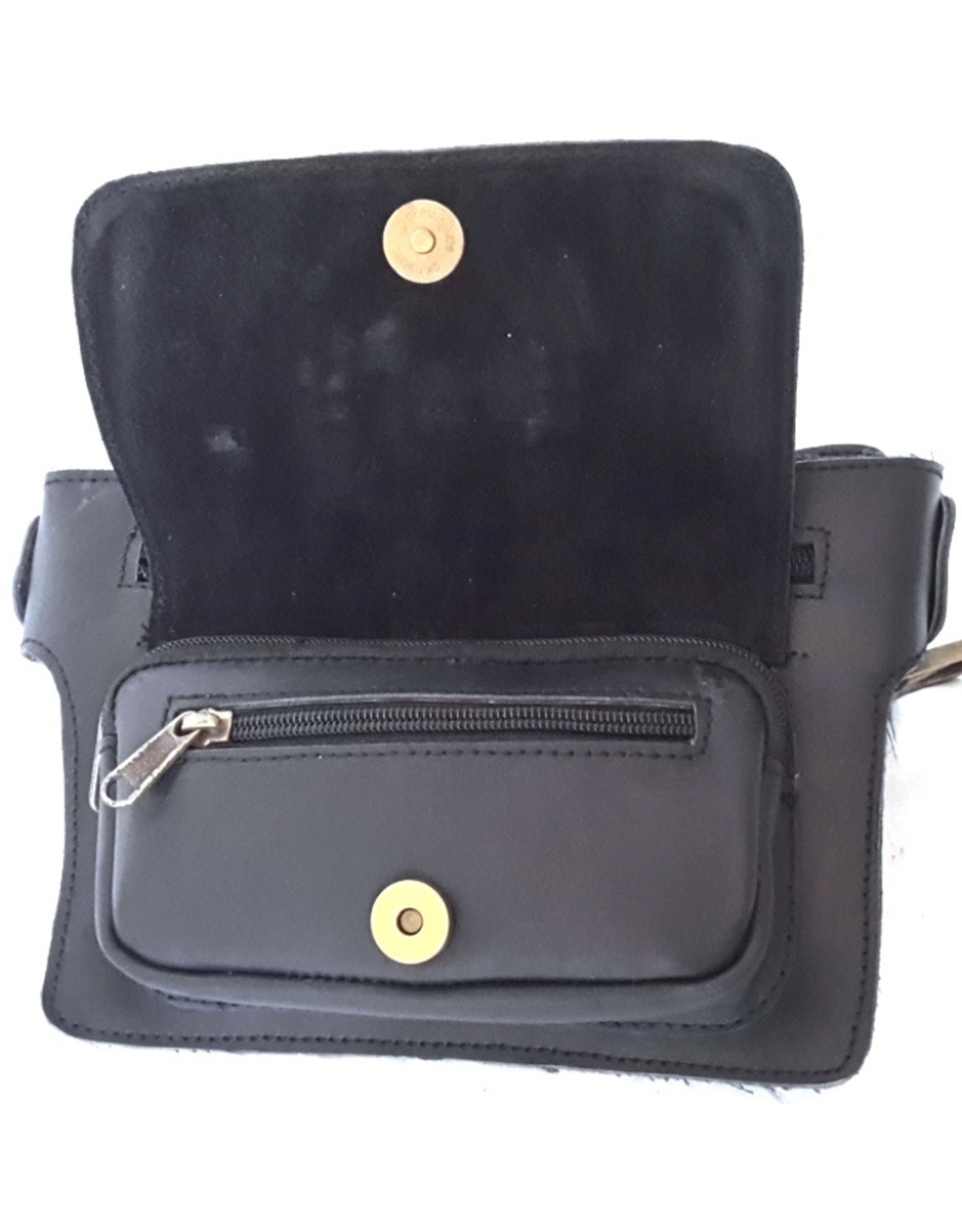 Trukado Small leather bags, cluches and more - Cowskin Ibiza style waist bag black