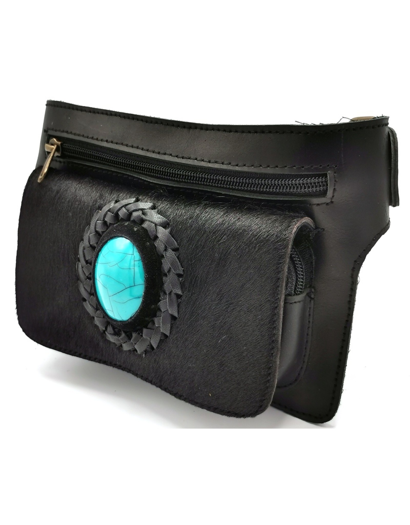 Trukado Small leather bags, cluches and more - Cowskin Ibiza style waist bag black