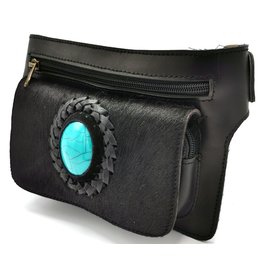 Trukado Cowskin Ibiza style waist bag black