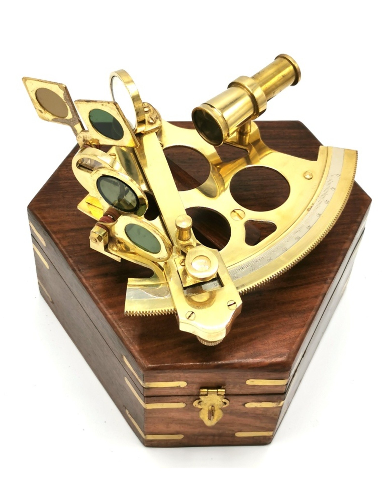 Trukado Miscellaneous - Sextant met houten kistje (massief messing)