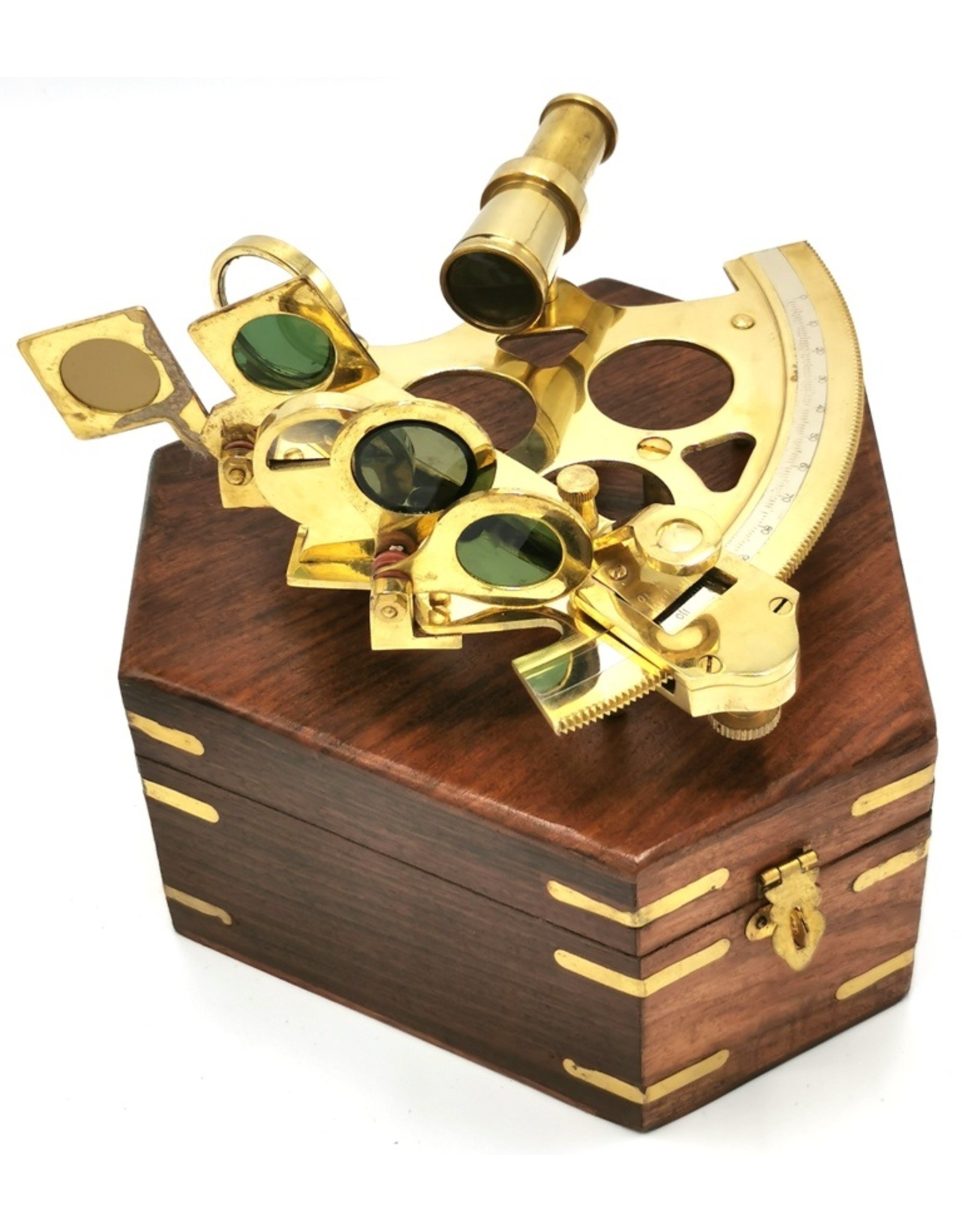 Trukado Miscellaneous - Sextant met houten kistje (massief messing)