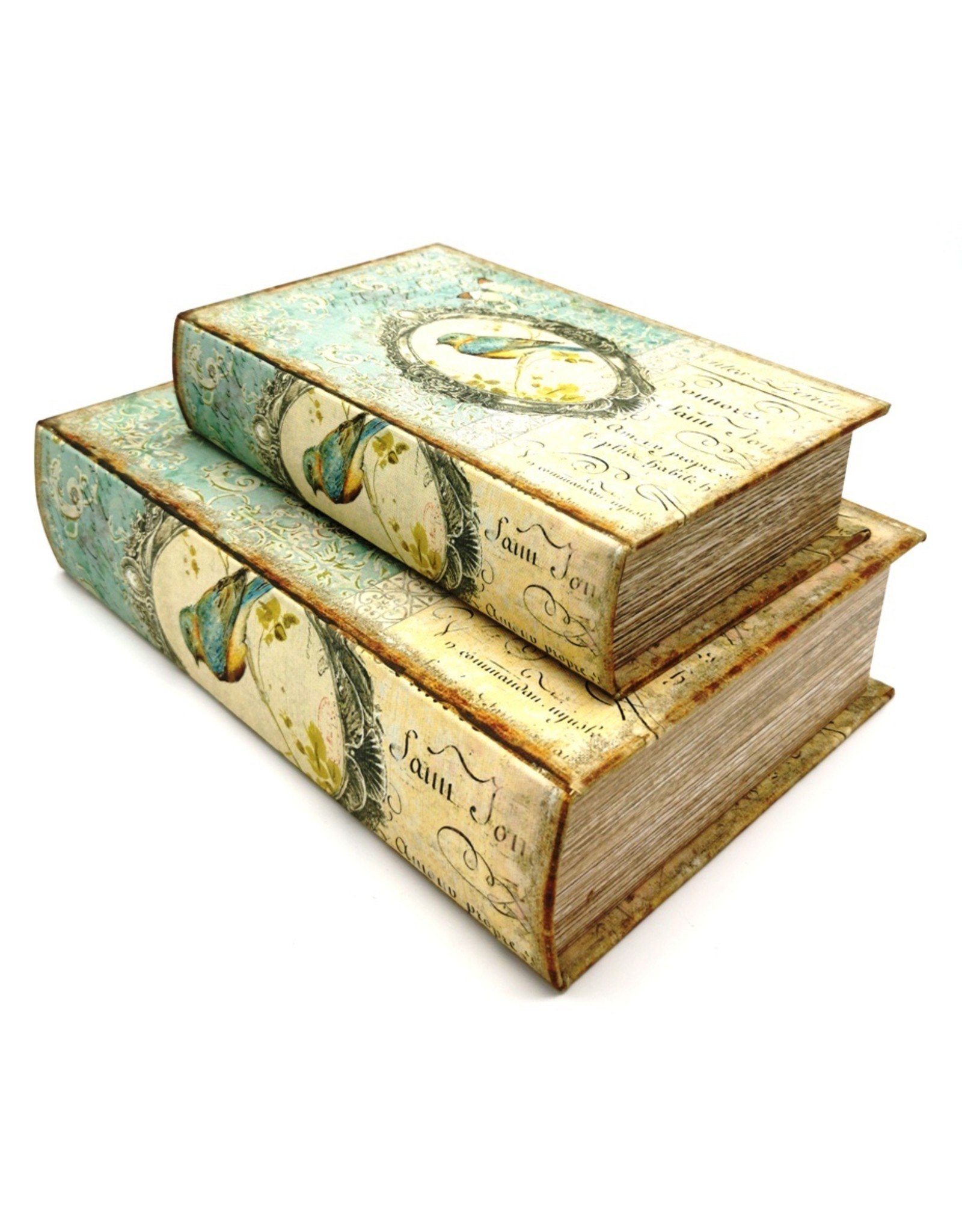 Trukado Miscellaneous - Vintage Storage box Book with Bird - set of 2