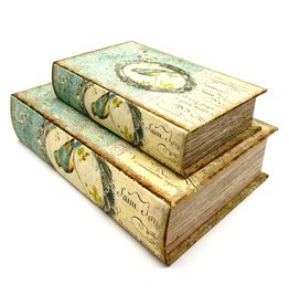 Trukado Vintage Storage box Book with Bird - set of 2