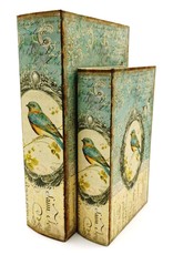 Trukado Miscellaneous - Vintage Opbergdoos  Book met Vogel - set van 2