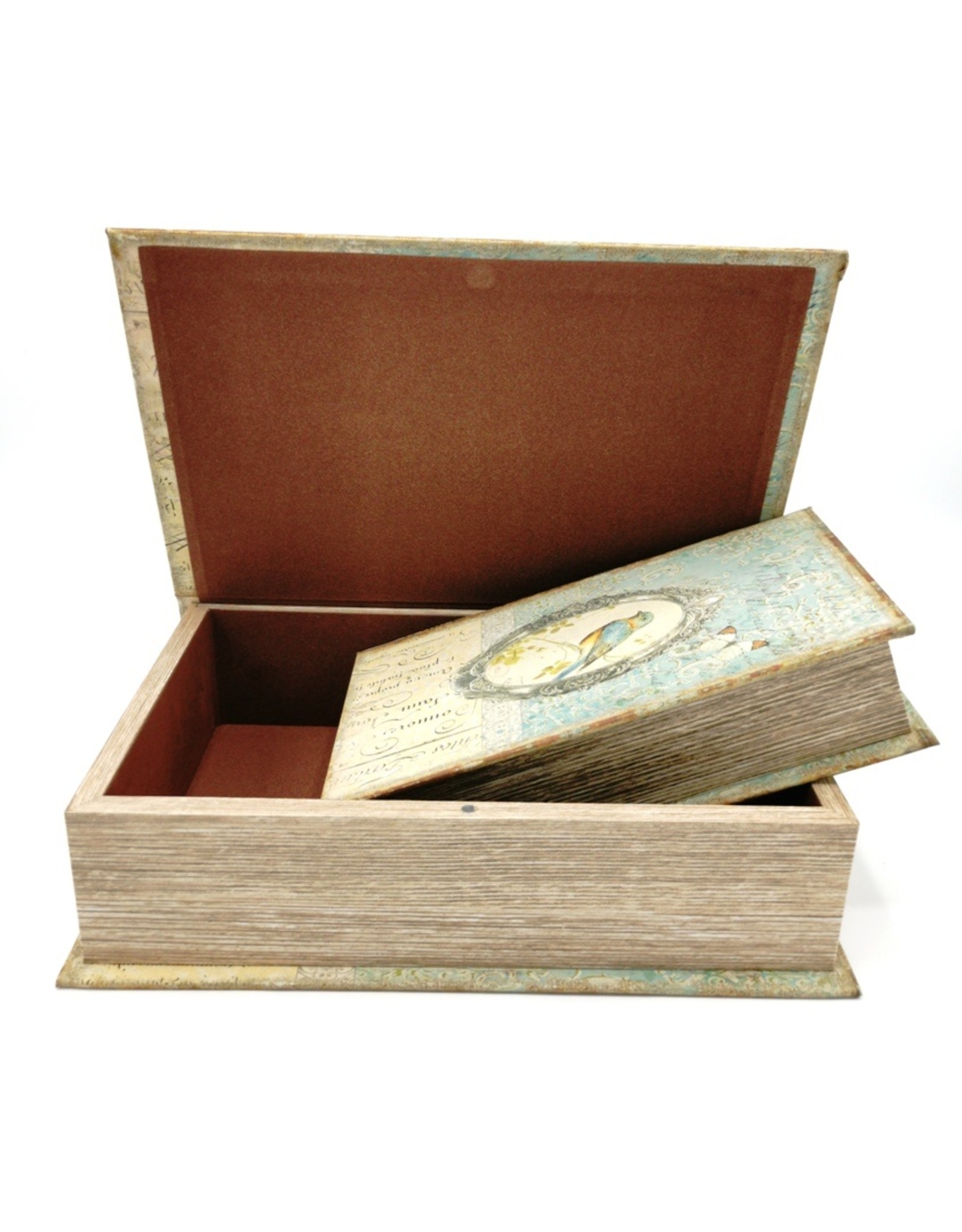 Trukado Miscellaneous - Vintage Storage box Book with Bird - set of 2