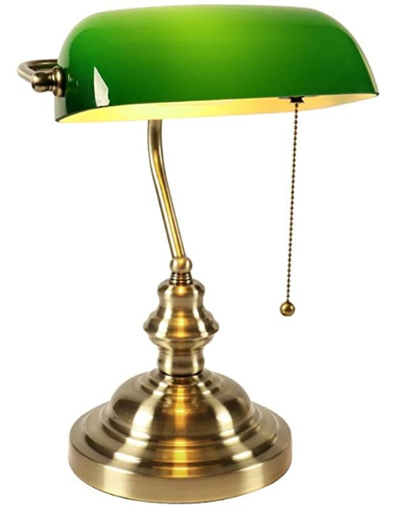 Trukado Miscellaneous - Solid Brass Banker's Lamp with green glass shade Art deco (single arm)