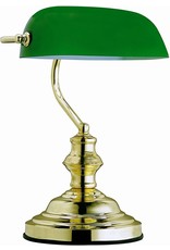 Trukado Miscellaneous - Solid Brass Banker's Lamp with green glass shade Art deco (single arm)