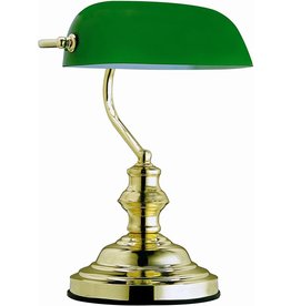 Trukado Solid Brass Banker's Lamp with green glass shade Art deco (single arm)