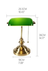 Trukado Miscellaneous - Solid Brass Banker's Lamp with green glass shade Art deco (single arm)