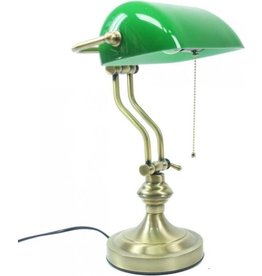 Trukado Bankierslamp met groene glazen kap Art deco