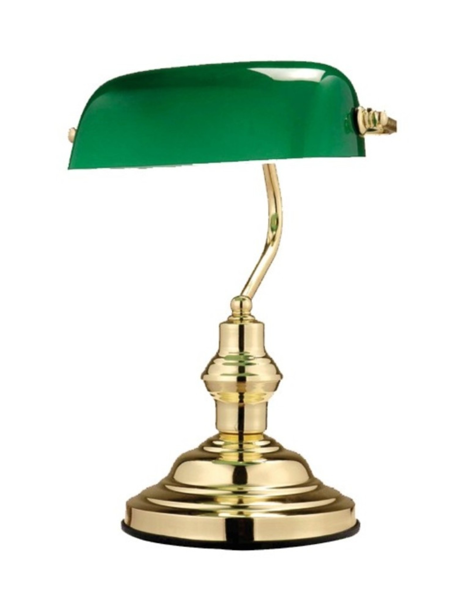 Trukado Miscellaneous - Solid Brass Banker's Lamp with green glass shade Art deco (single arm)