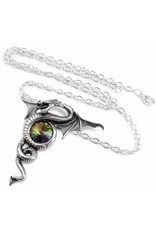 Alchemy Gothic jewellery Steampunk jewellery - Anguis Aeternus Dragon necklace with green crystal - Alchemy