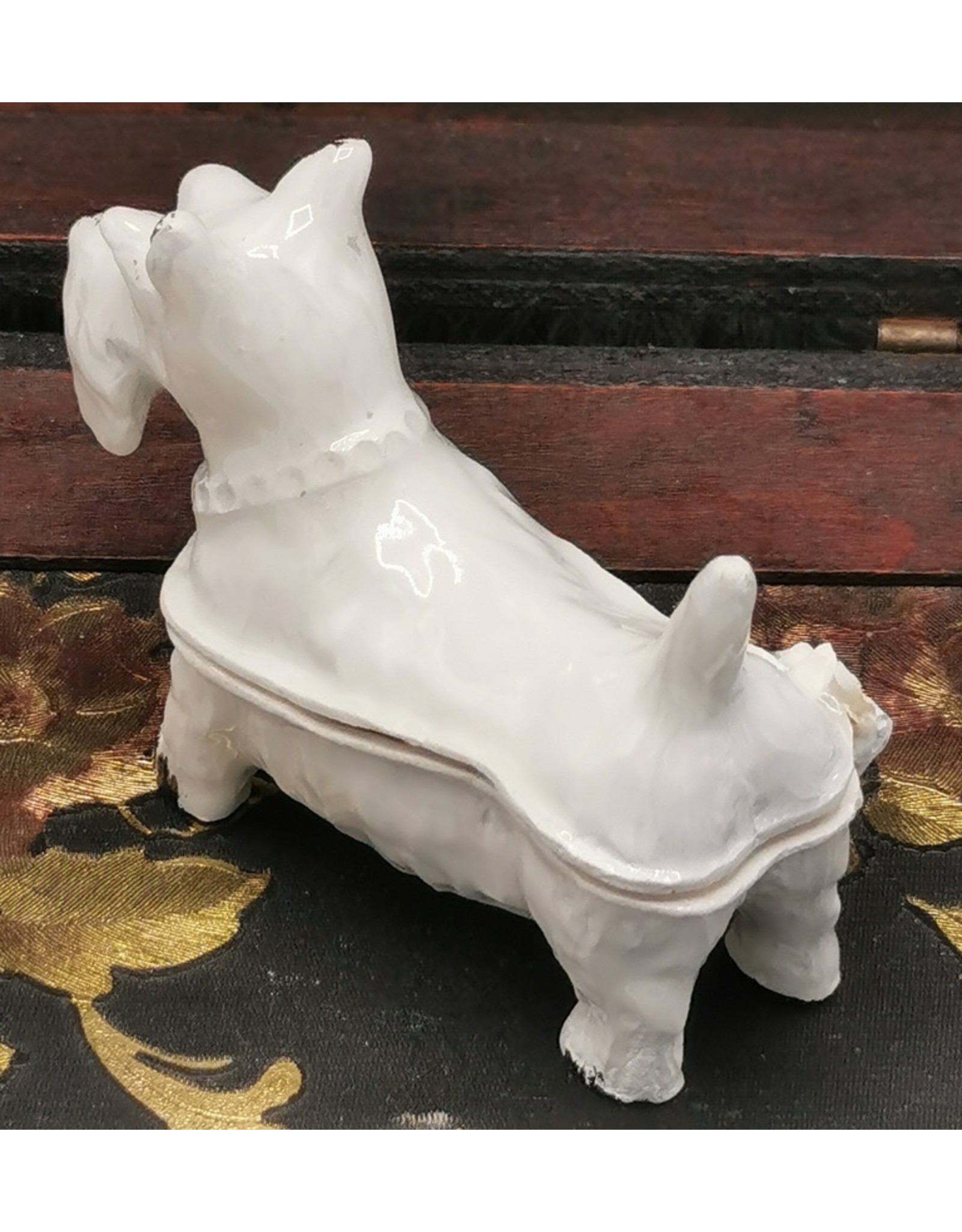 C&E Miscellaneous - Jewellery Box Dog - Brocante (White Iron)