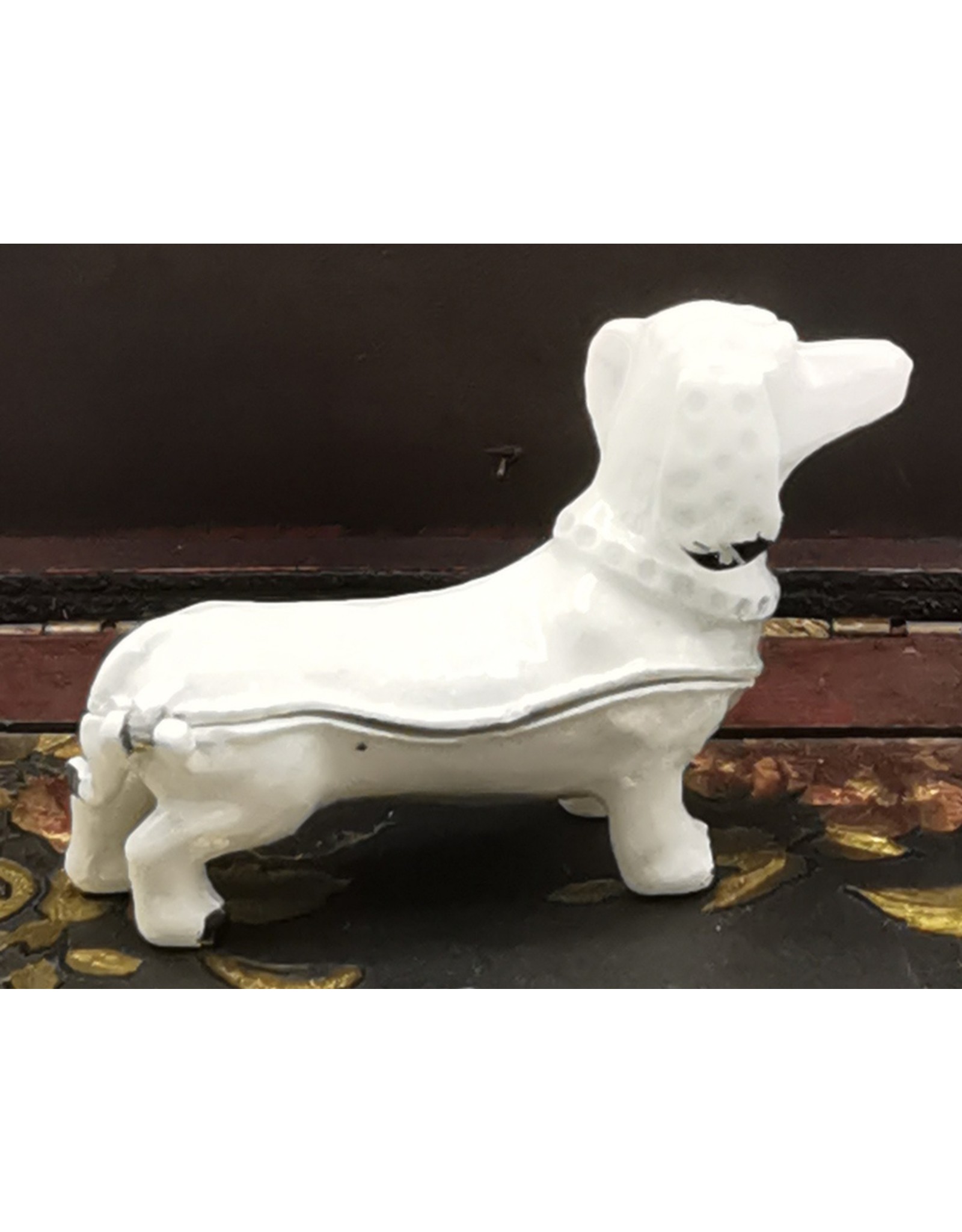 C&E Miscellaneous - Jewellery Box Dachshund - Brocante ( white iron)