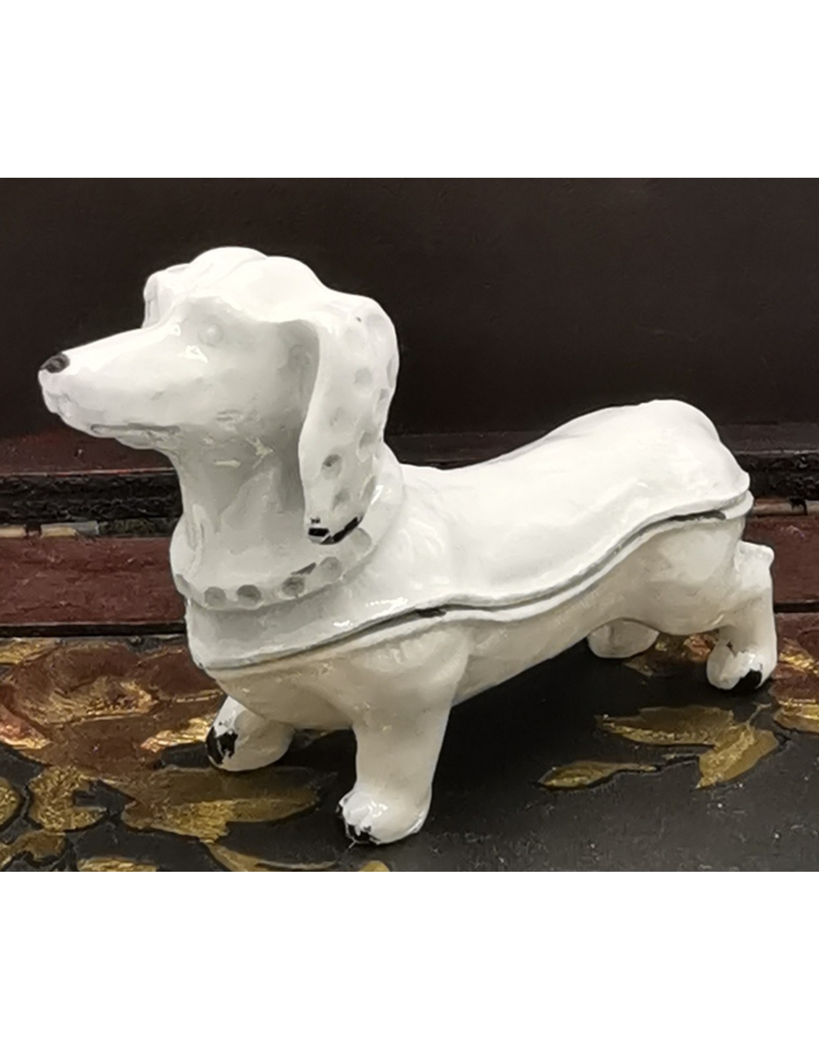 C&E Miscellaneous - Jewellery Box Dachshund - Brocante ( white iron)