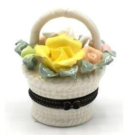 Meander BV Pillbox Basket with Roses - porcelain